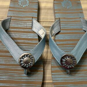 Yellow Box Light Blue Floral Medallion Flip Flops